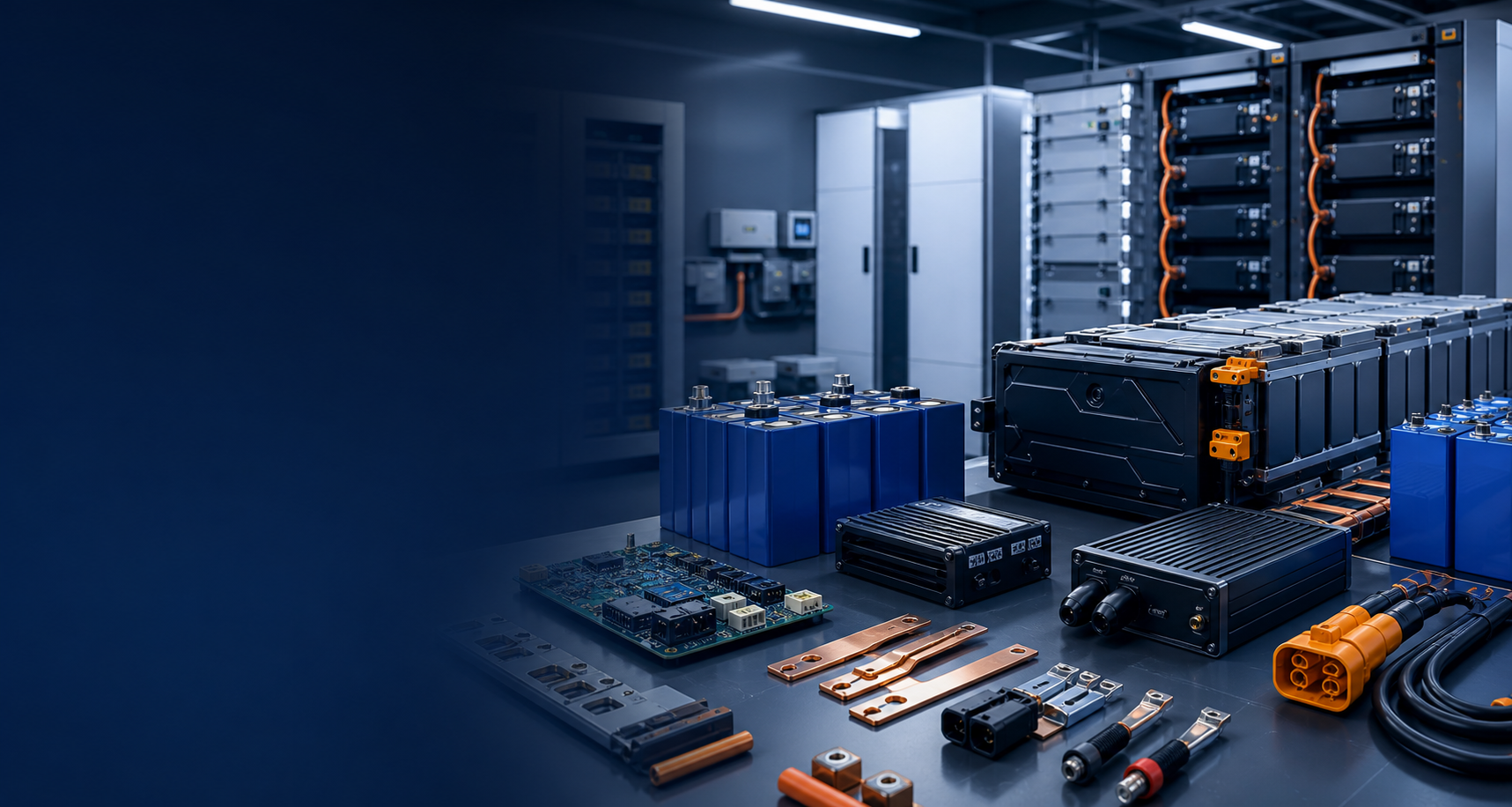 Battery modules, cells, BMS boards, and chargers for industrial energy solutions